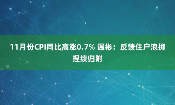 11月份CPI同比高涨0.7% 温彬：反馈住户浪掷捏续归附